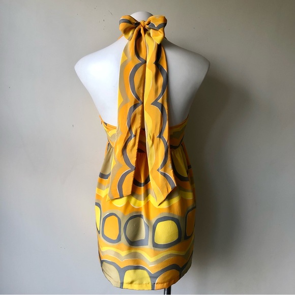 Vera Neumann La Paz Geo Print Tie Neck Silk Halter Tunic, 4 - Picture 4 of 9